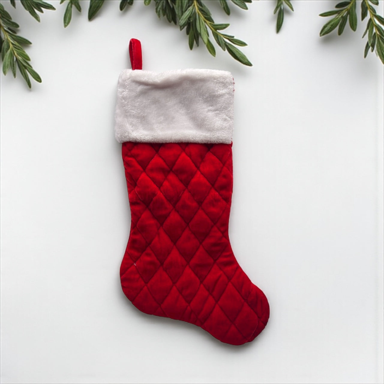 Embroidered Red Quilted Stocking