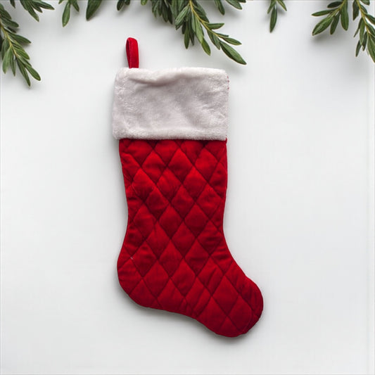 Embroidered Red Quilted Stocking