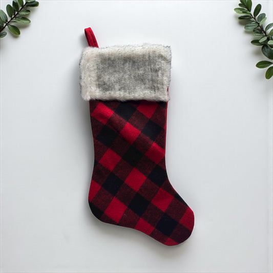 Embroidered Buffalo Plaid Stocking